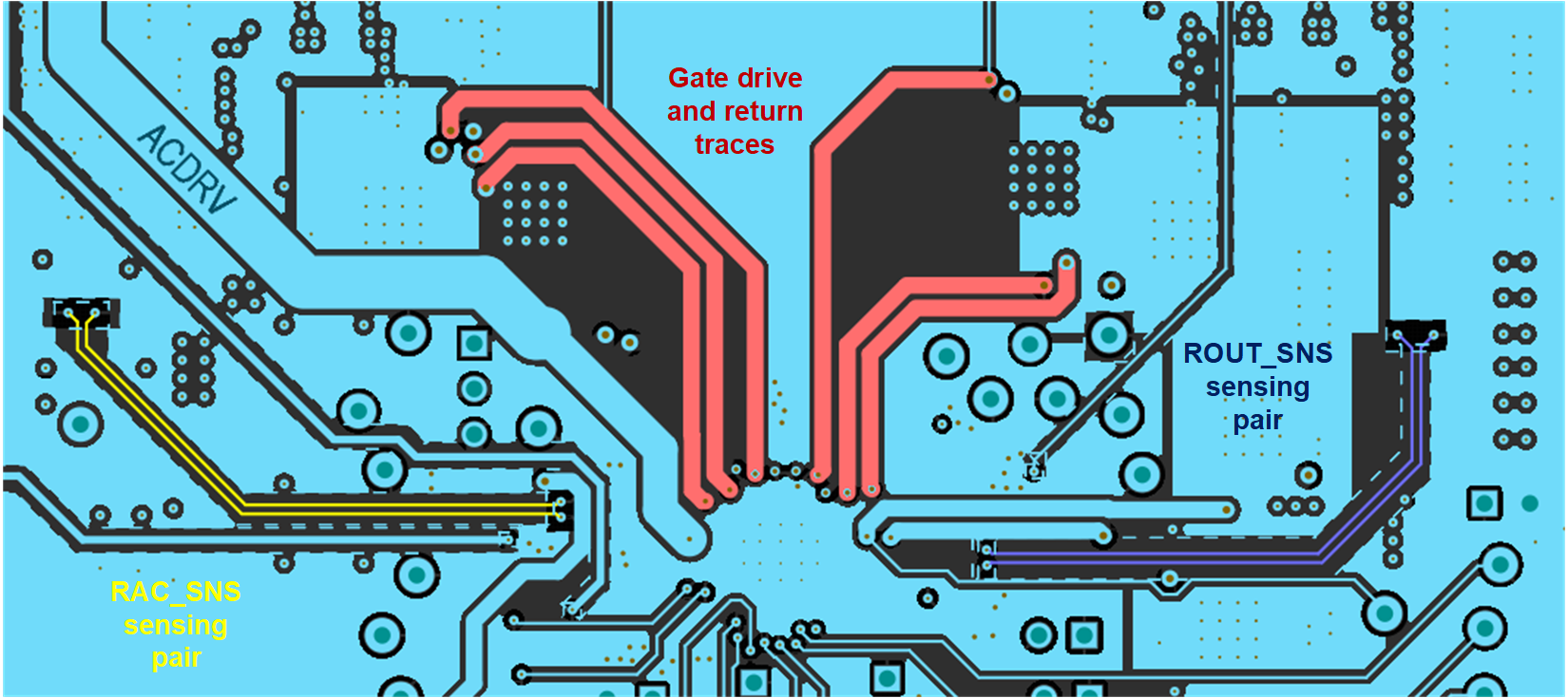 BQ25856-Q1 PCB Layout Gate Drive and Current Sensing Signal Layer Routing
