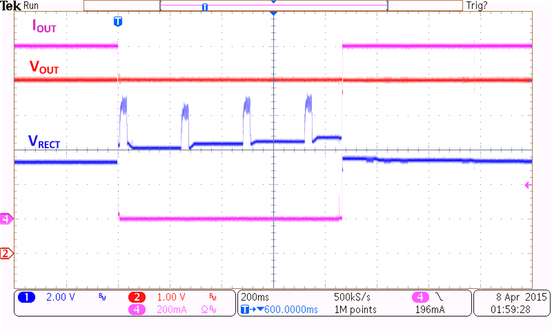 BQ51013C-Q1 Load Transitions (1 A to 0 A to 1 A)