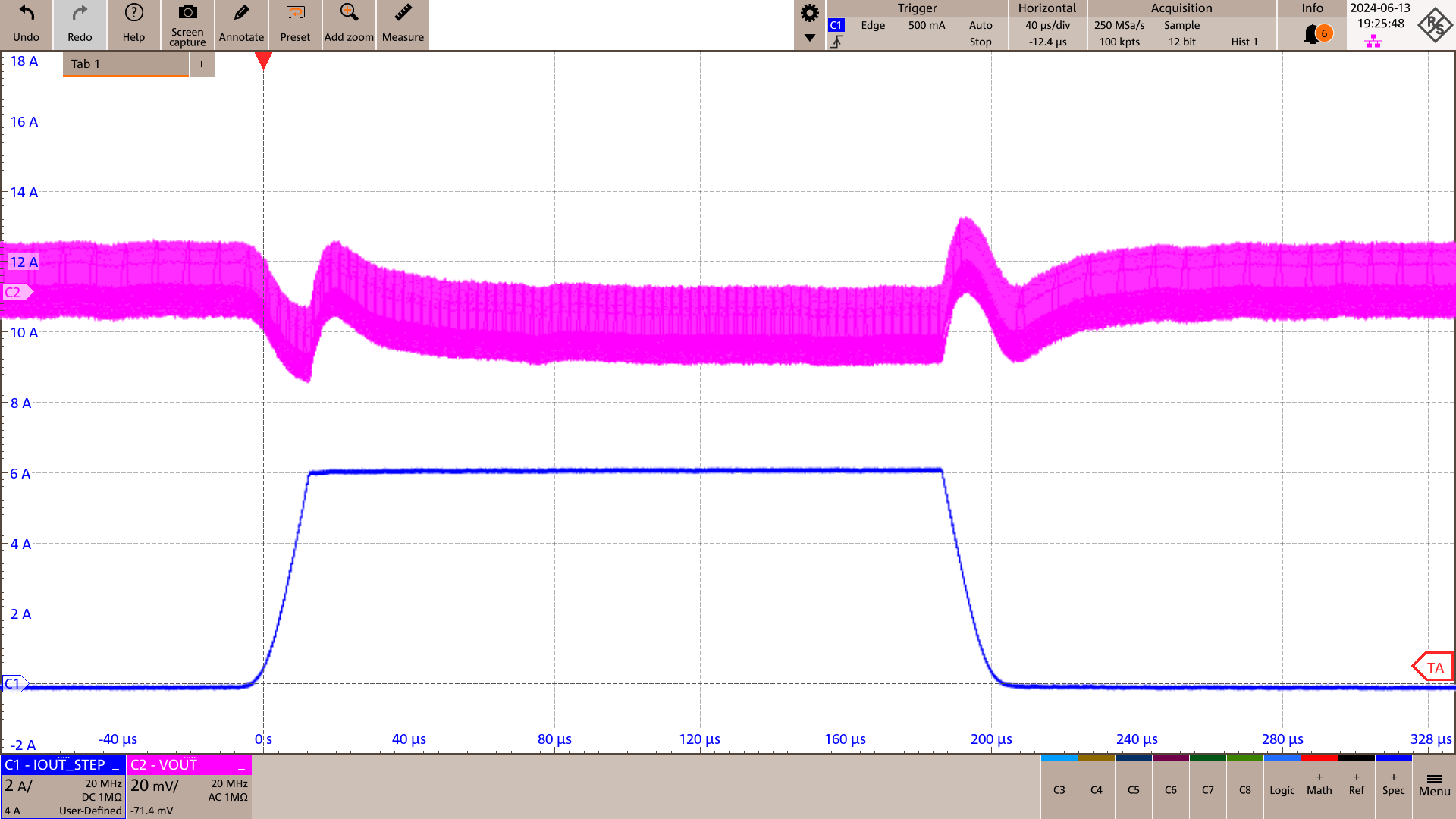 TPSM82866C Load Transient FPWM IOUT = 0A → 6A