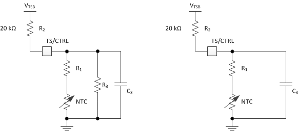 BQ51013C NTC Circuit Options For Safe Operation of the Wireless Receiver Power Supply