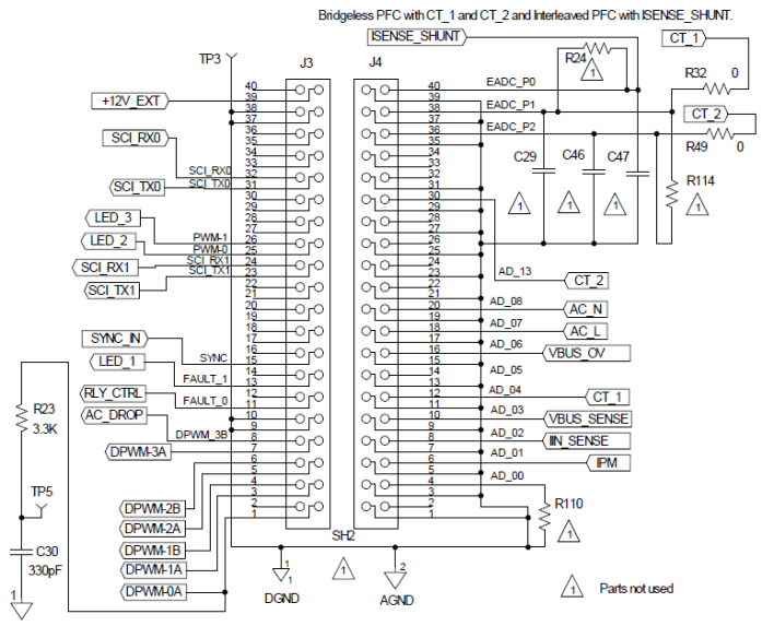  UCD3138 Controller Board and PFC Board Signal Interface Connector Diagram