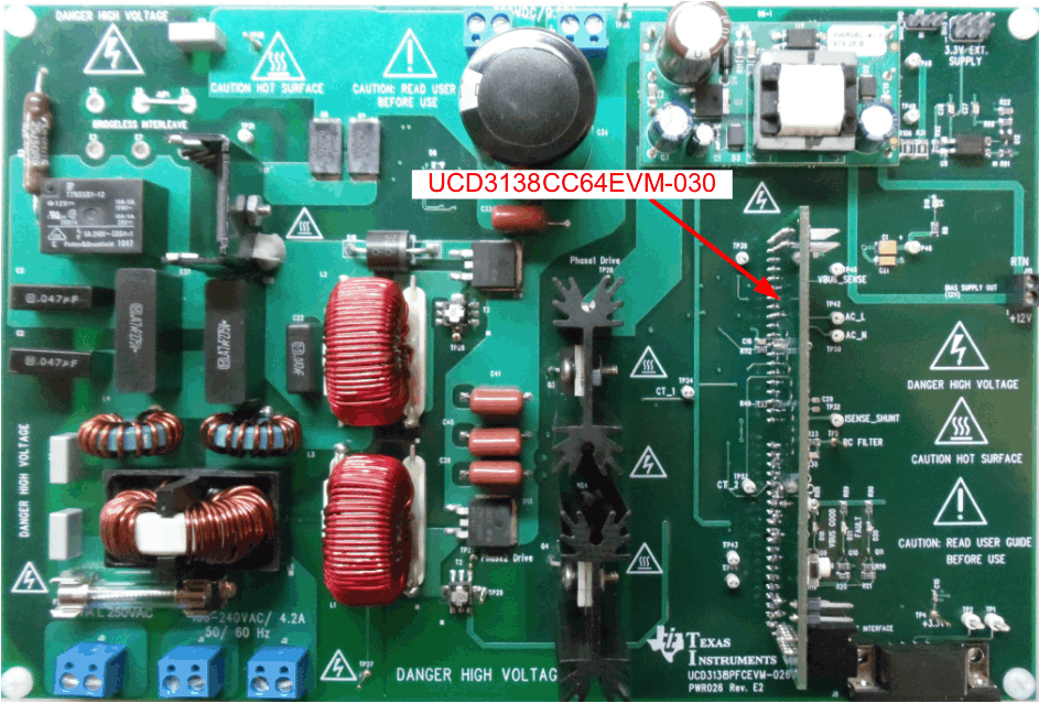  EVM Orientation of UCD3138PFCEVM-030 on the UCD3138PFCEVM-026