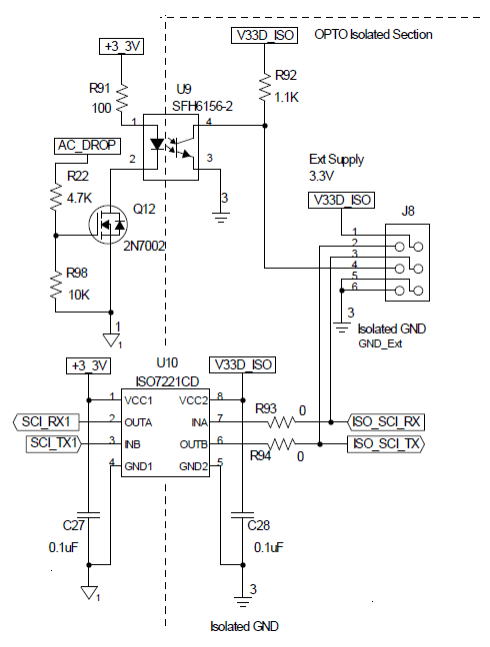  Isolated UART and AC_DROP Signal Interface