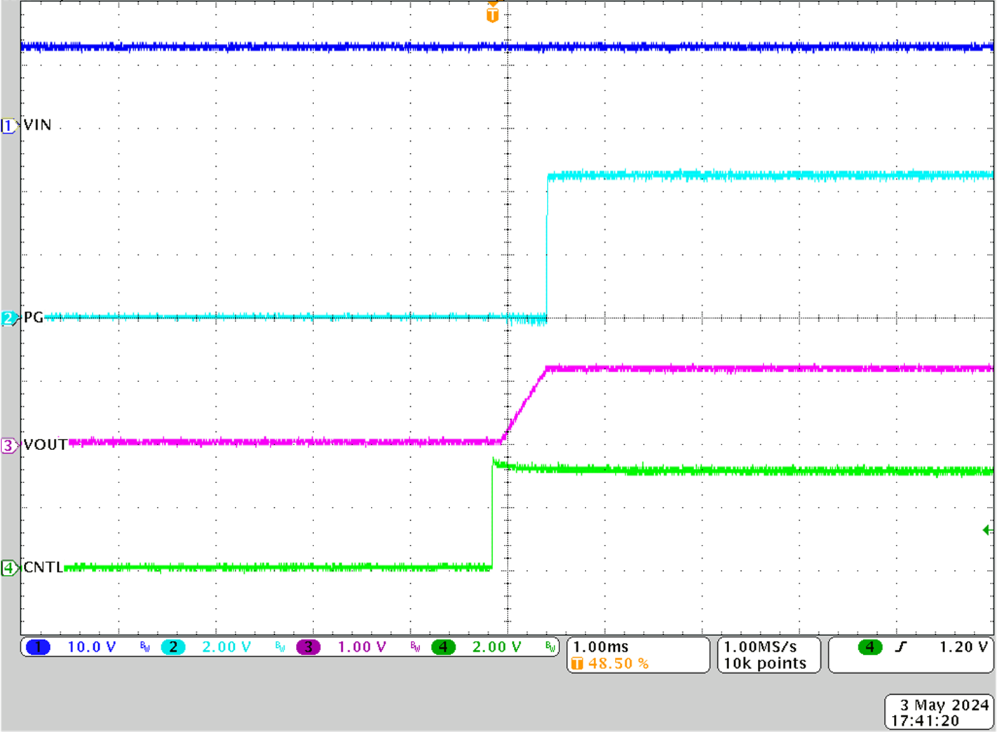 TPS546E25EVM-1PH Start-Up
                    From Control, 0A Load