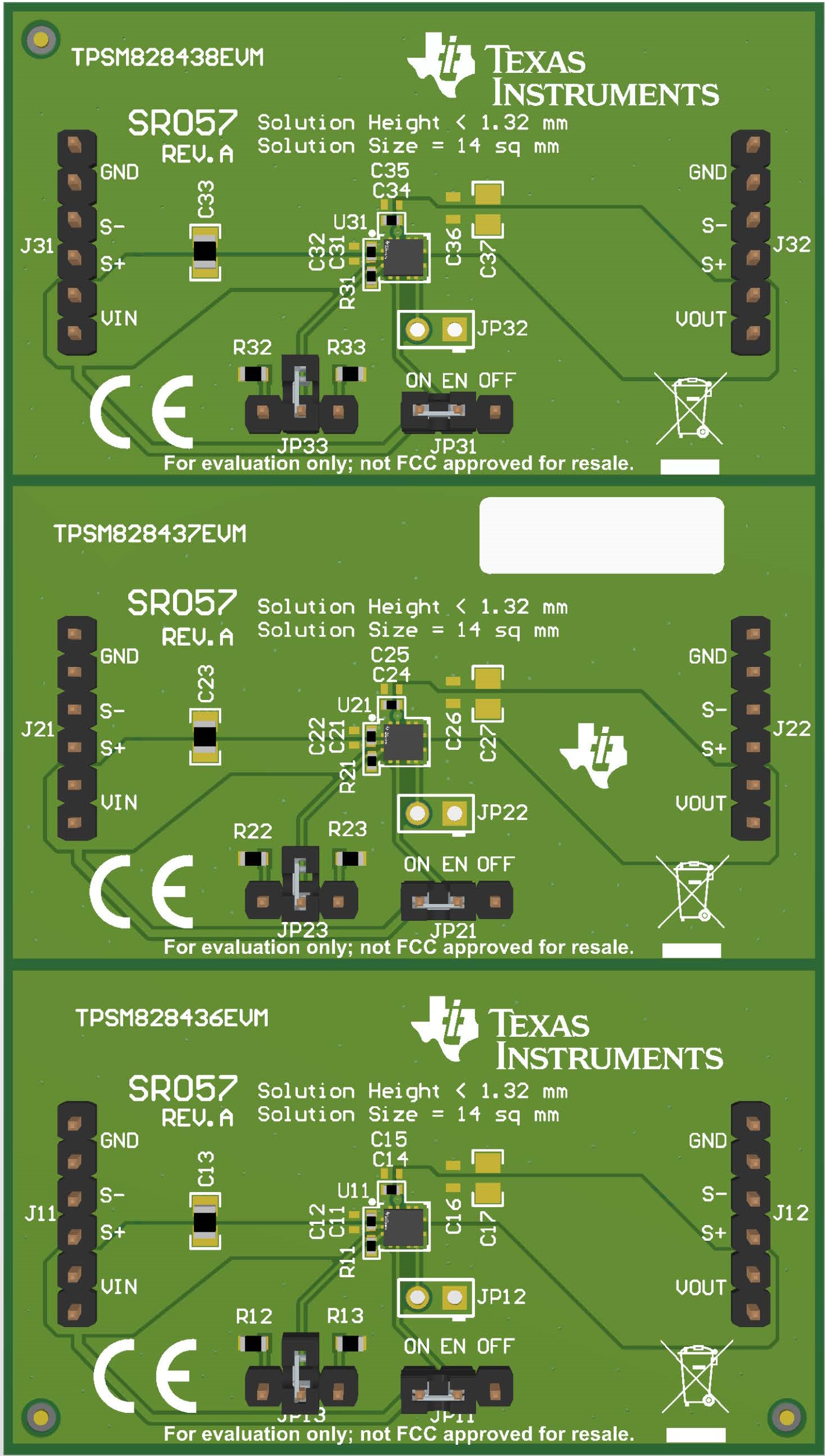 TPSM82843678EVM-057 TPSM82843xEVM-057 Hardware (Top View)