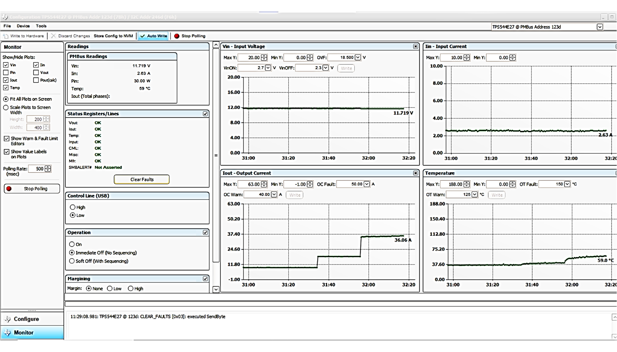 TPS544E27EVM Monitor Screen