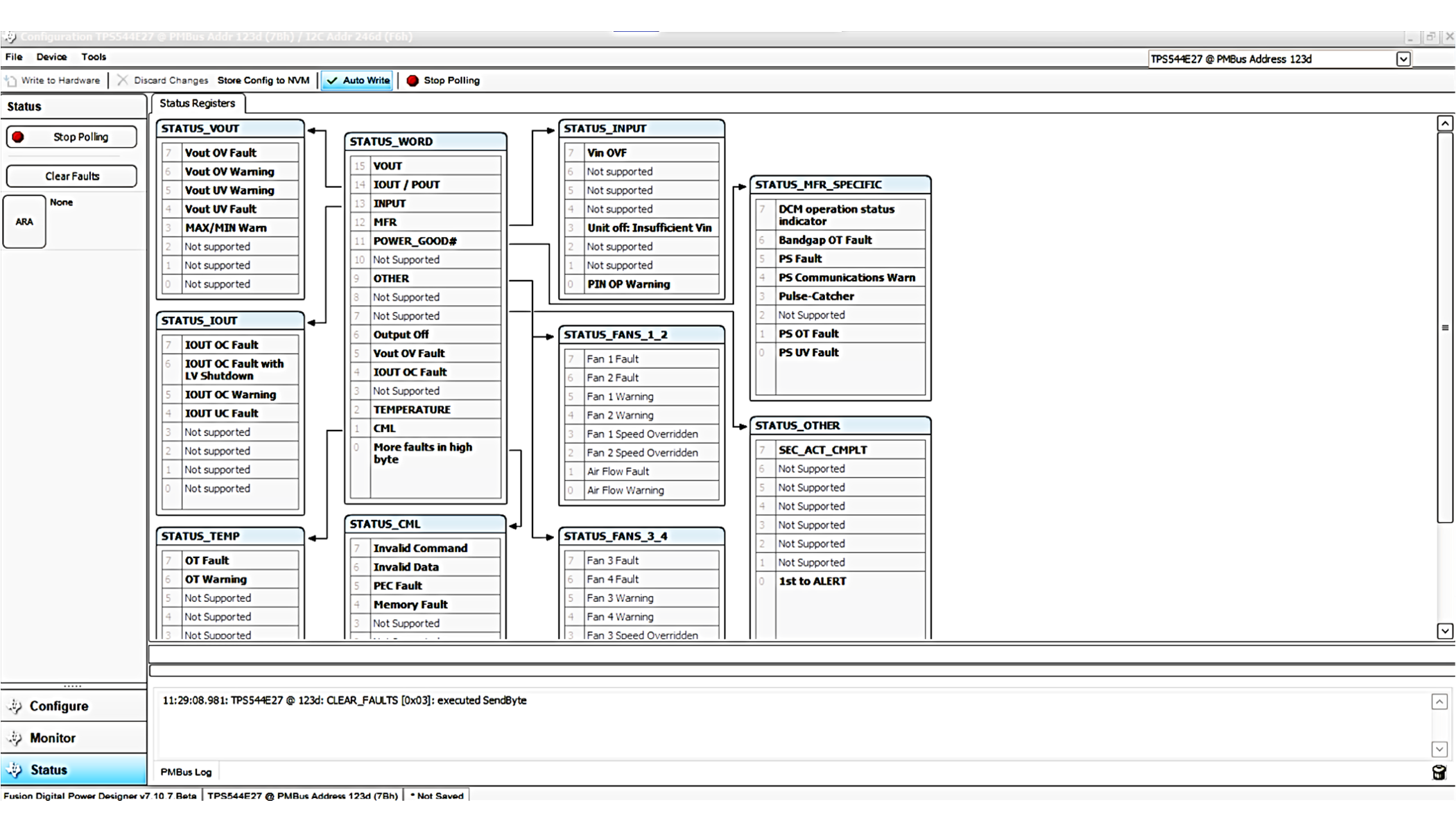 TPS544E27EVM Status
                                        Screen