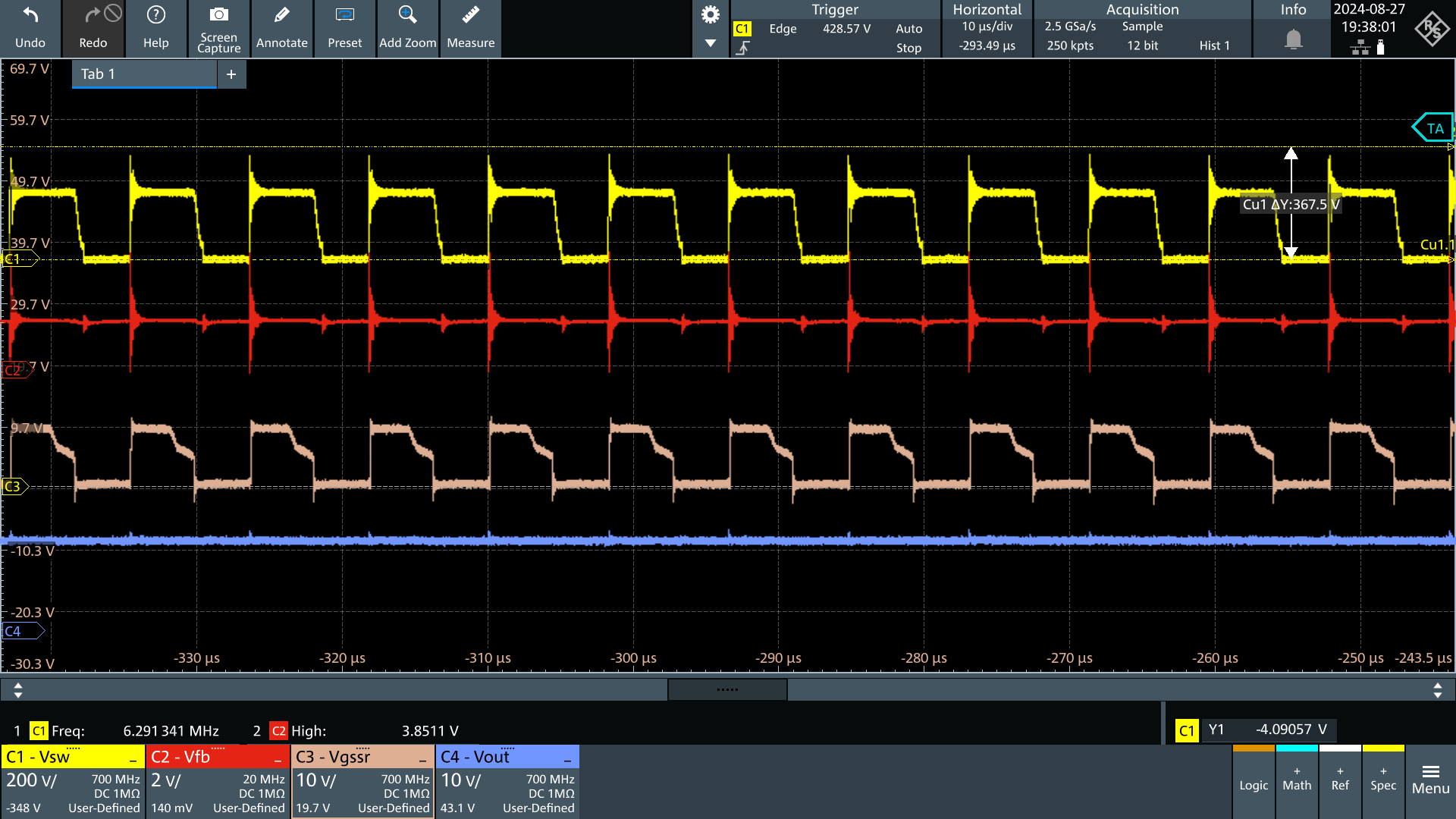 UCG28826EVM-093 Vin = 90Vac, Vout =
                        15V