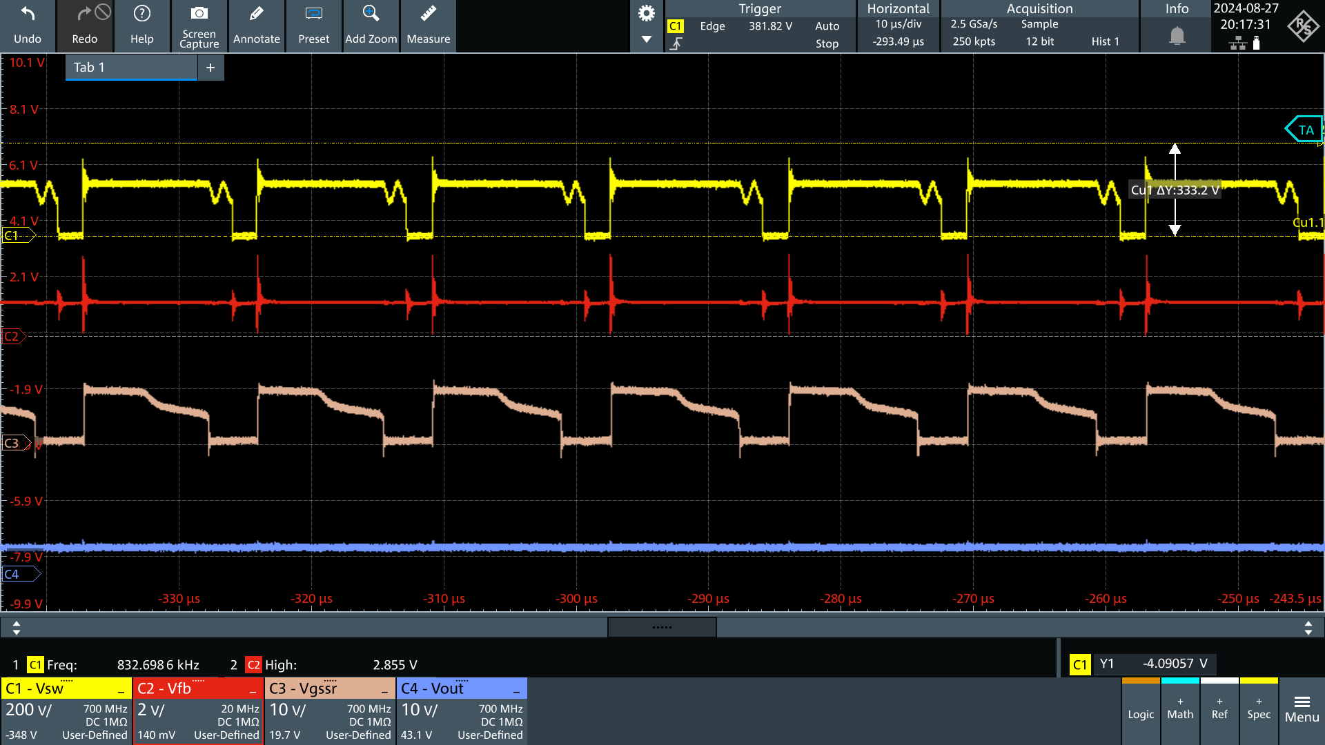 UCG28826EVM-093 Vin = 115Vac, Vout =
                        5V