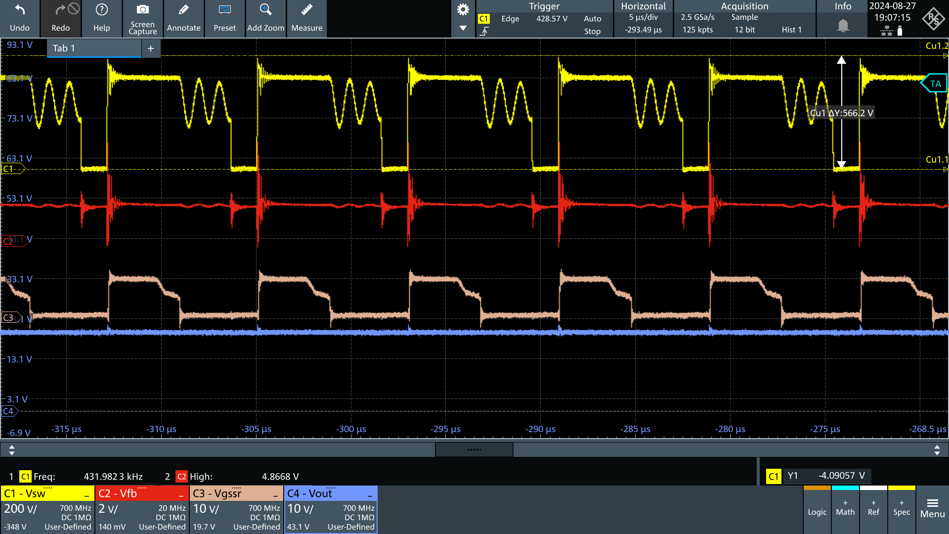 UCG28826EVM-093 Vin = 230Vac, Vout =
                        20V