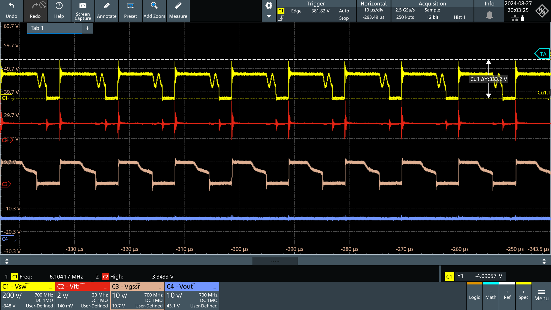 UCG28826EVM-093 Vin = 115Vac, Vout =
                        9V