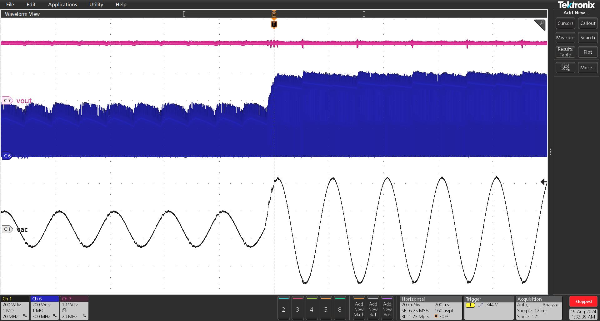 UCG28826EVM-093 Line transient from 90Vac
                        to 265Vac at 20V/Full load