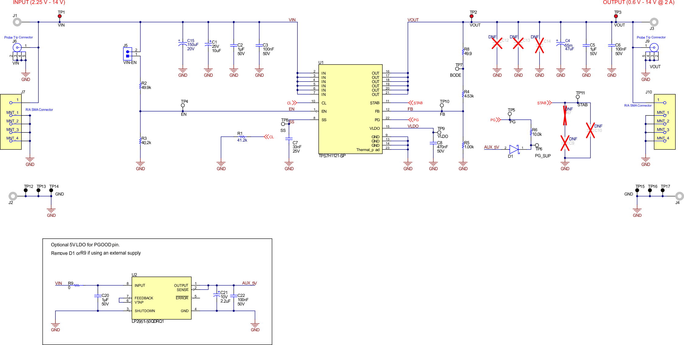  TPS7H1121-SP EVM
                    Schematics