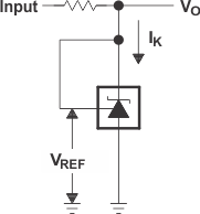 TLVH431 TLVH431A TLVH431B TLVH432 TLVH432A TLVH432B Test
                        Circuit for VKA = VREF, VO = VKA
                        = VREF