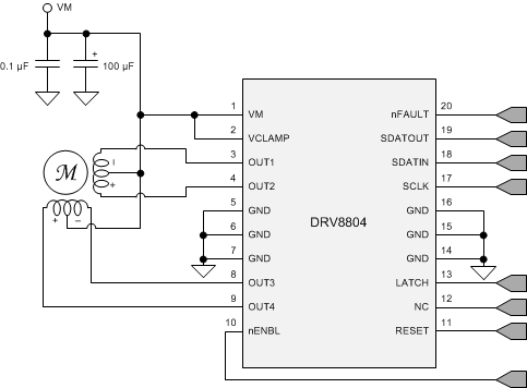 DRV8804 Typical Application Schematic