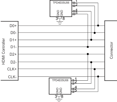 TPD1E05U06 TPD4E05U06 TPD6E05U06 Simplified Schematic