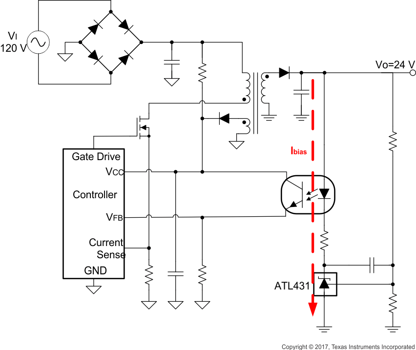 ATL431 ATL432 Flyback With Isolation Using ATL43x  as Voltage Reference and Error Amplifier