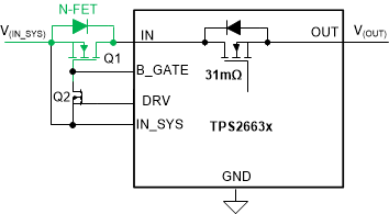 TPS2663 Configuration for Input Reverse Polarity Protection and Reverse Current Blocking