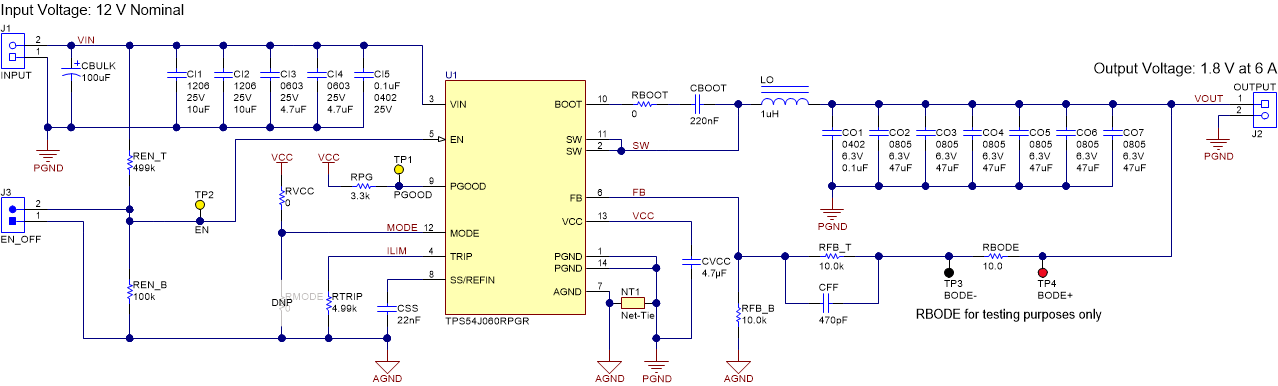 TPS54J060 Application
          Circuit Diagram
