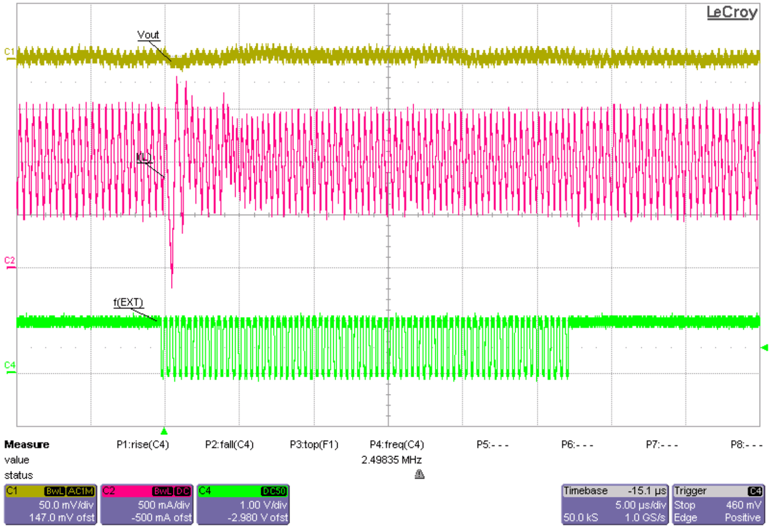 TPS62810-EP TPS62811-EP TPS62812-EP TPS62813-EP Switching from External Synchronization to Internal Fixed Frequency