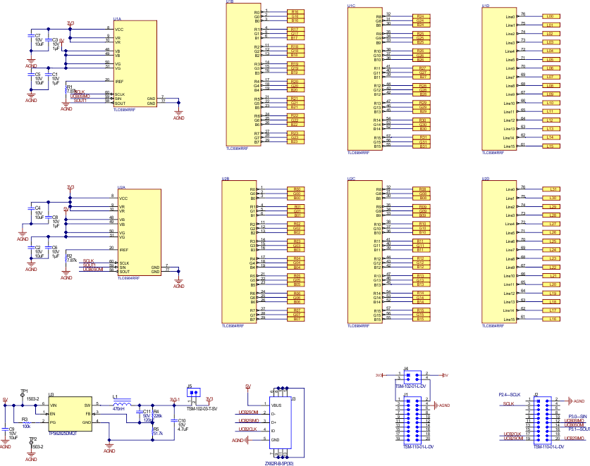 TLC6984EVM  TLC6984EVM Schematic (1 of
                    3)