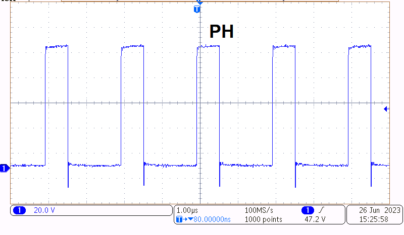 TPS7H6003EVM-CVAL, TPS7H6013EVM-CVAL, TPS7H6023EVM-CVAL, TPS7H6005EVM, TPS7H6015EVM, TPS7H6025EVM Phase Node Voltage