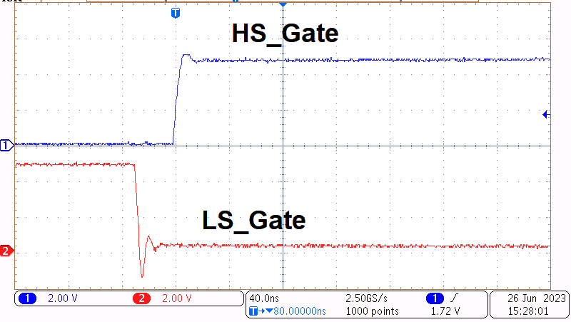 TPS7H6003EVM-CVAL, TPS7H6013EVM-CVAL, TPS7H6023EVM-CVAL, TPS7H6005EVM, TPS7H6015EVM, TPS7H6025EVM Low to High Transition of Gate Voltage