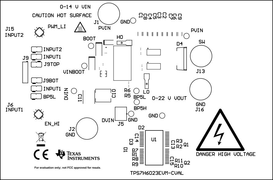 TPS7H6003EVM-CVAL, TPS7H6013EVM-CVAL, TPS7H6023EVM-CVAL, TPS7H6005EVM, TPS7H6015EVM, TPS7H6025EVM Top Overlay (TPS7H6023EVM-CVAL)