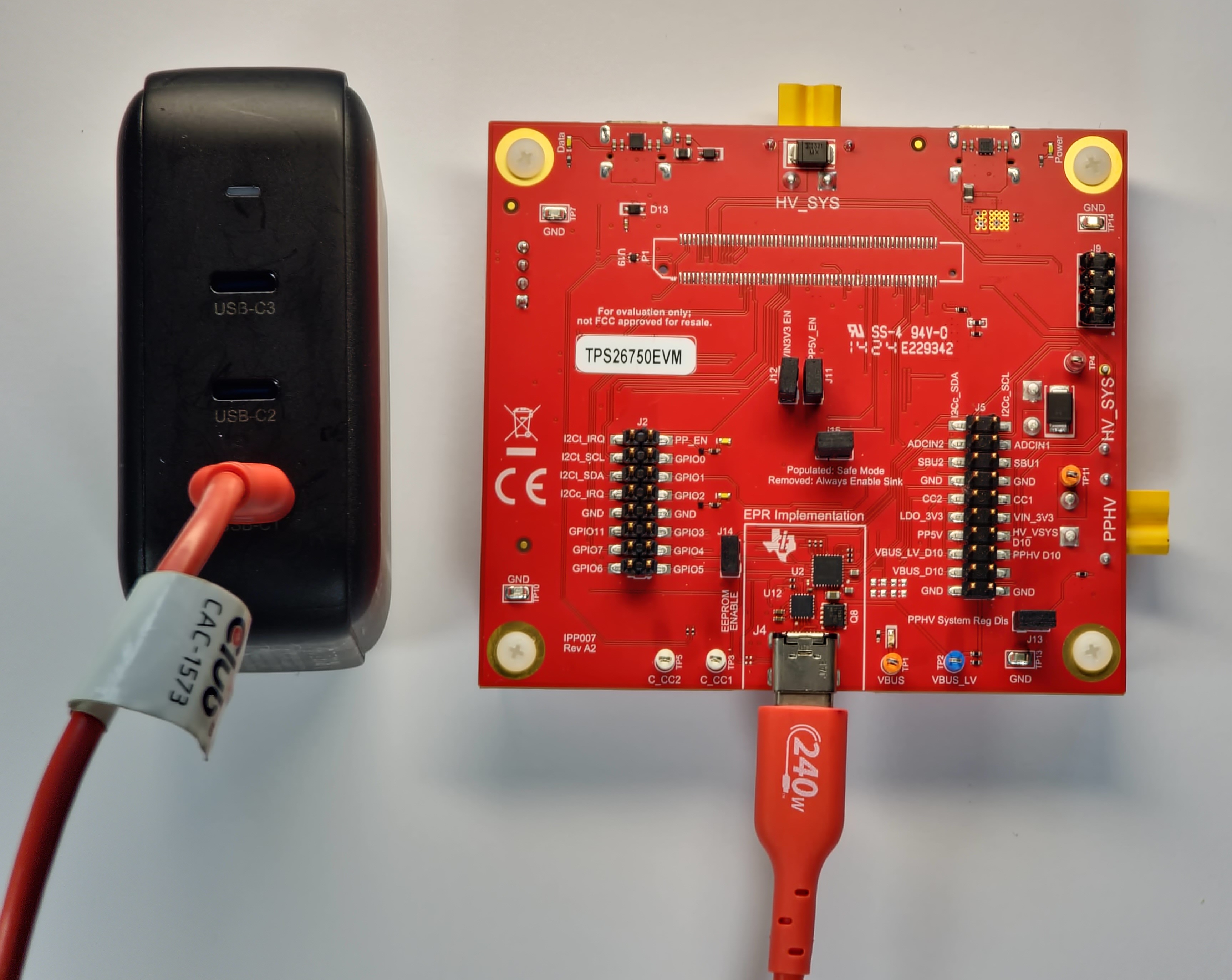 TPS26750EVM Dead Battery Safe Mode Example
                    Hardware Setup