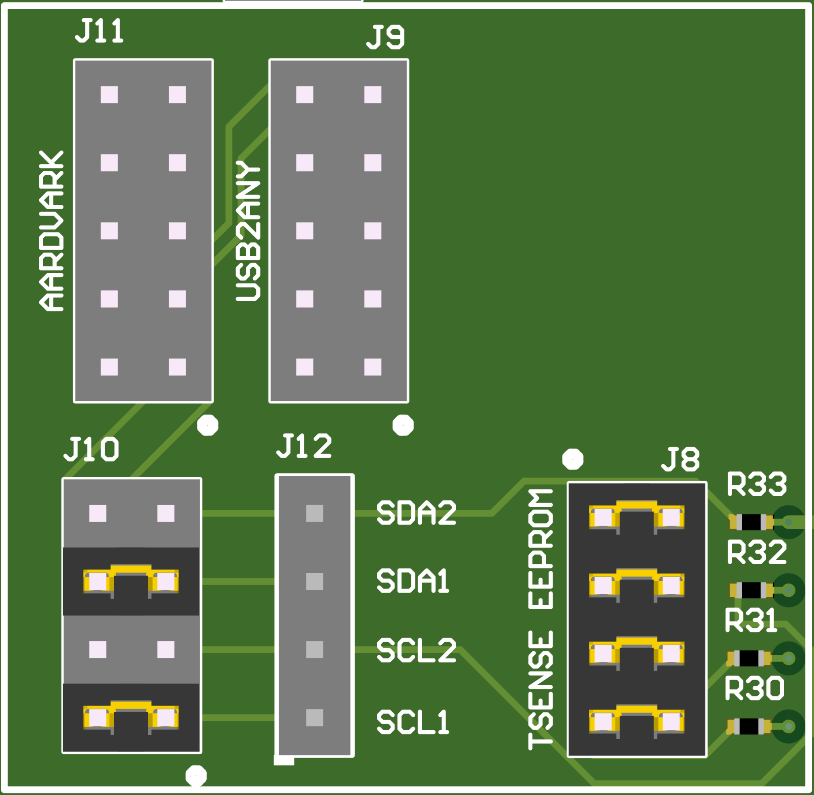 TPS25763Q1EVM J11 Aardvark Connector, J9 USB2ANY
          Connector