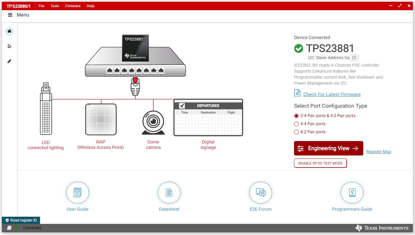 TPS23881B1EVM TPS23881B1EVM GUI Start-up Window