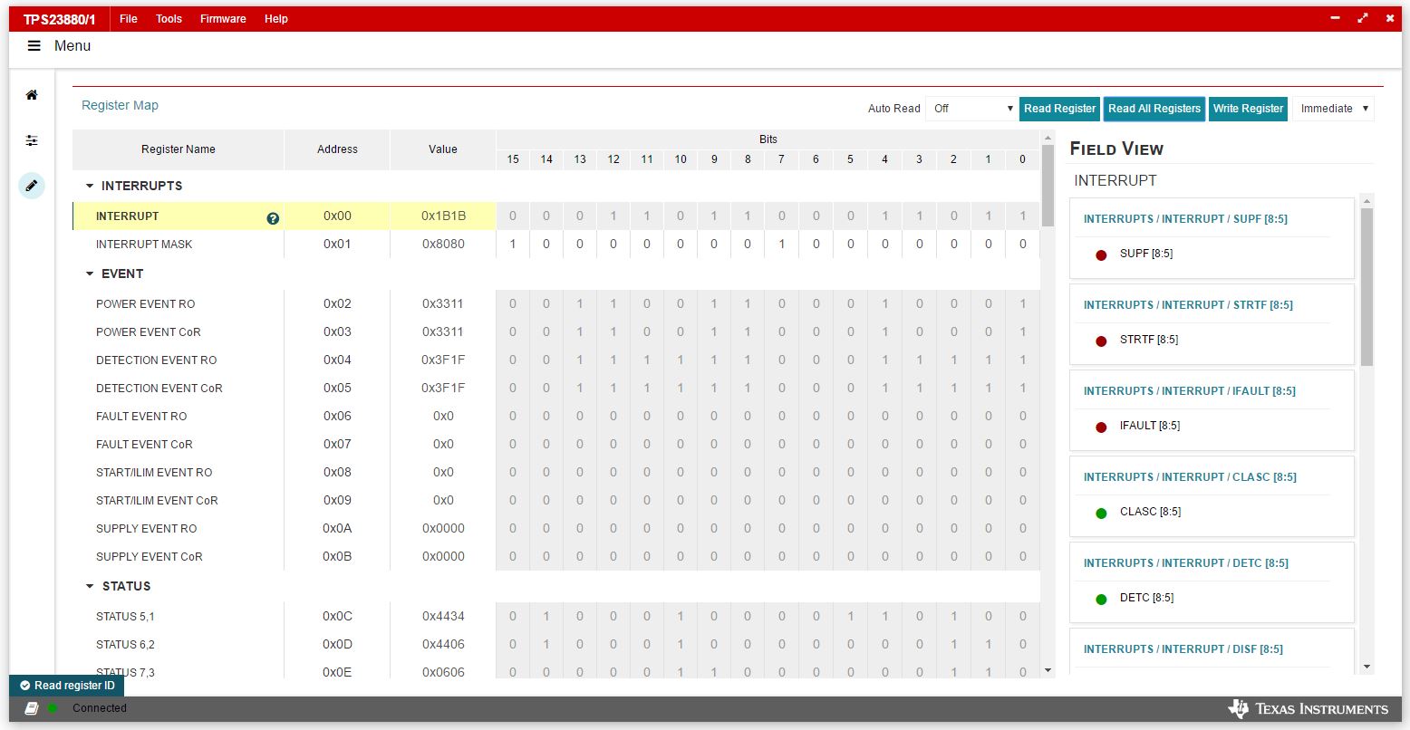 TPS23881B1EVM Register
                    Map