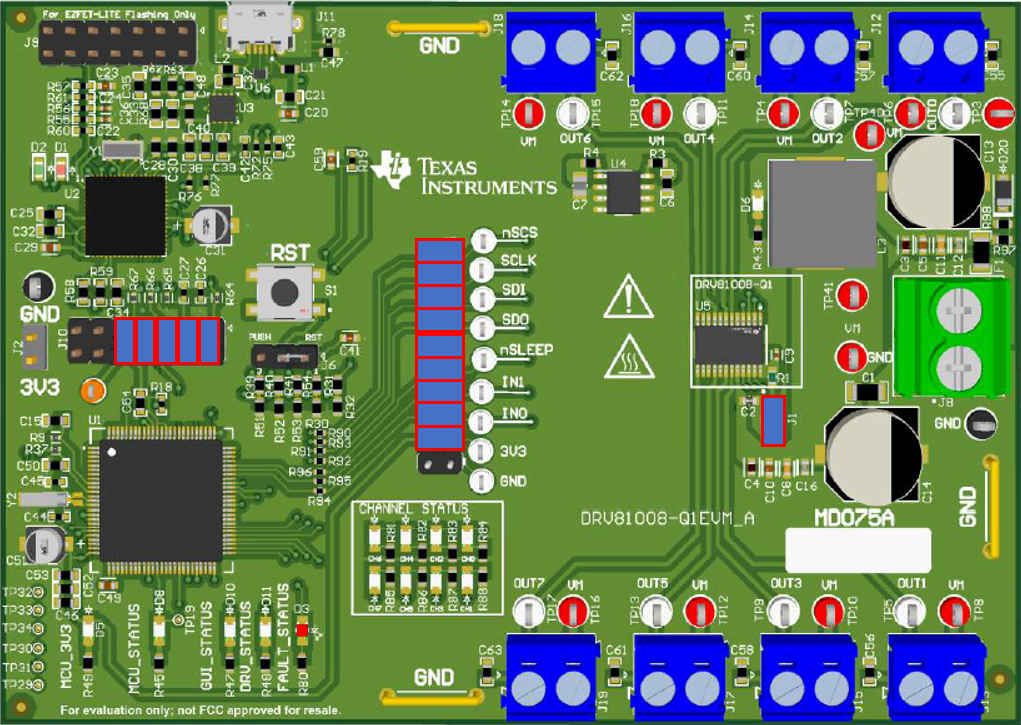 DRV81008-Q1EVM, DRV81602-Q1EVM, DRV81242-Q1EVM,  DRV81008-Q1 Jumper
                    Configuration