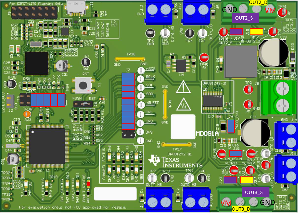 DRV81008-Q1EVM, DRV81602-Q1EVM, DRV81242-Q1EVM,  DRV81242-Q1 Jumper
                    Configuration