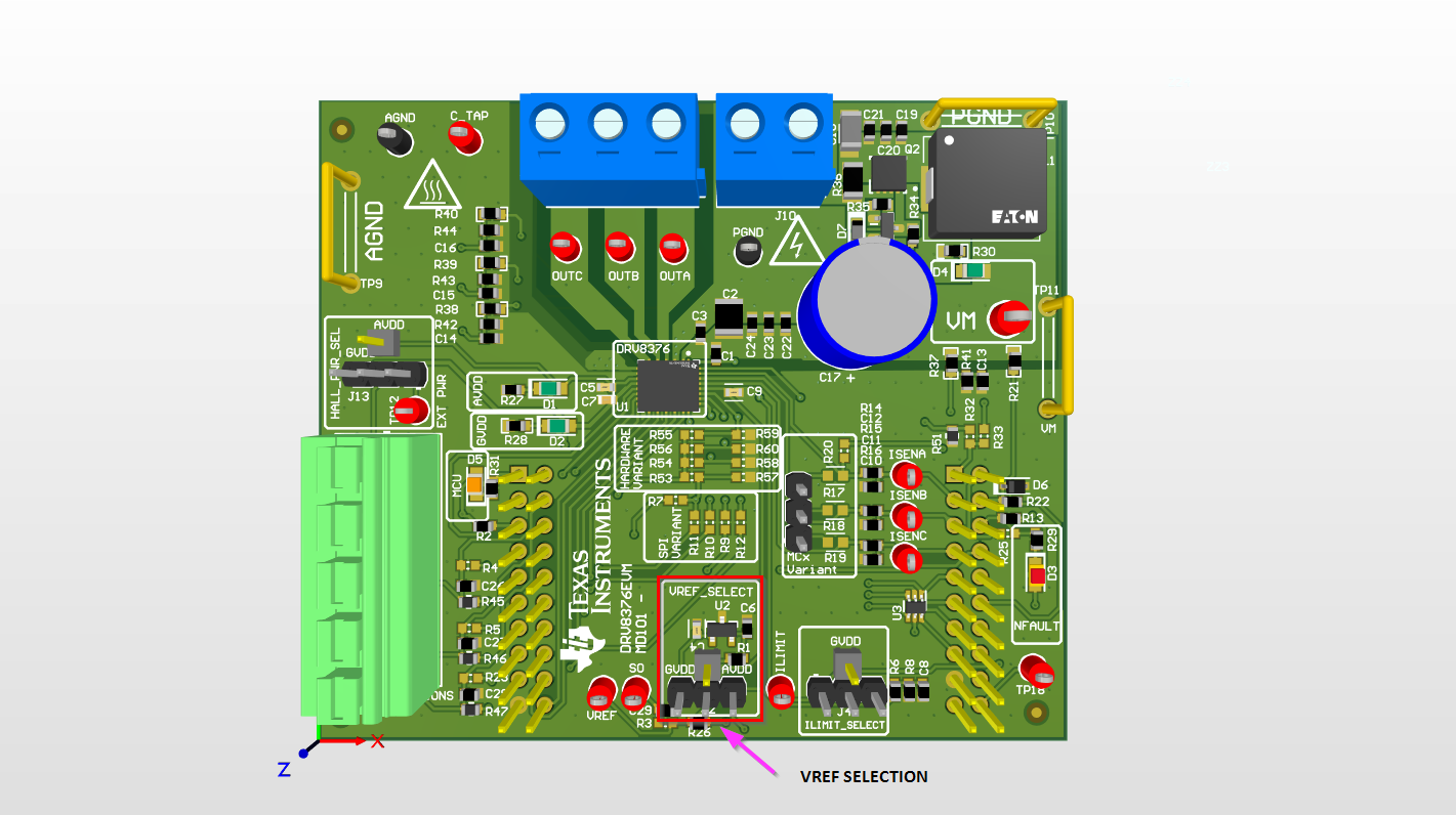 DRV8376EVM DRV8376EVM VREF Selection
                    Location