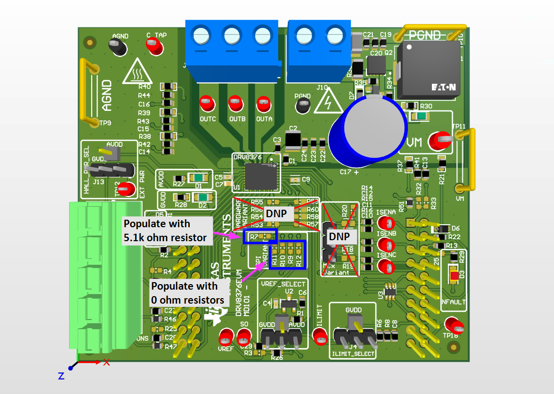 DRV8376EVM SPI Configuration
                    Resistors