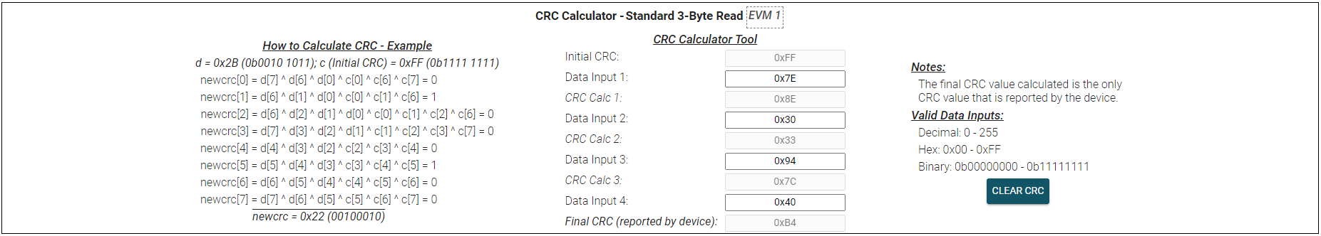 TMAG3001EVM Final CRC
                      Calculation