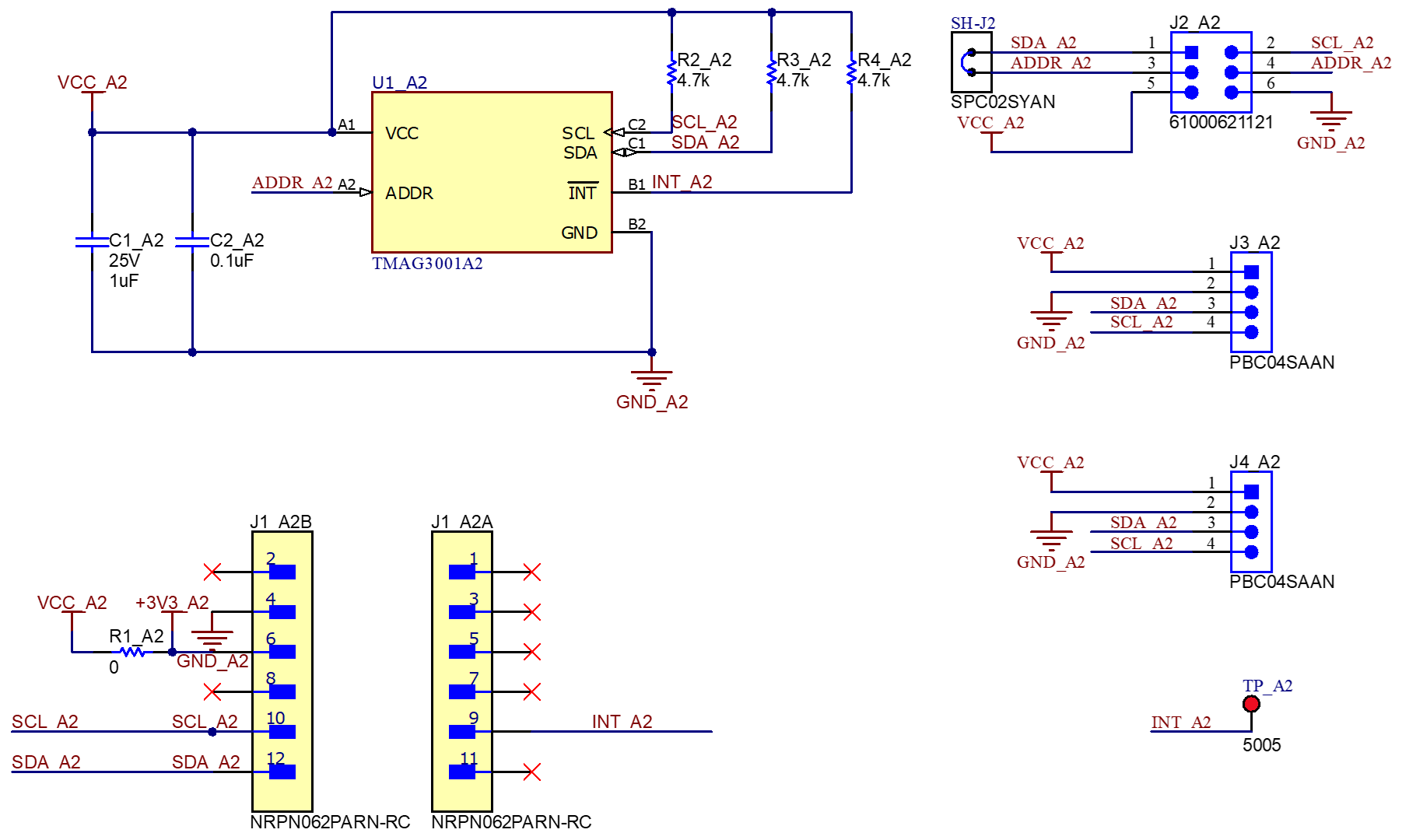TMAG3001EVM TMAG3001A2 Part of EVM Schematic