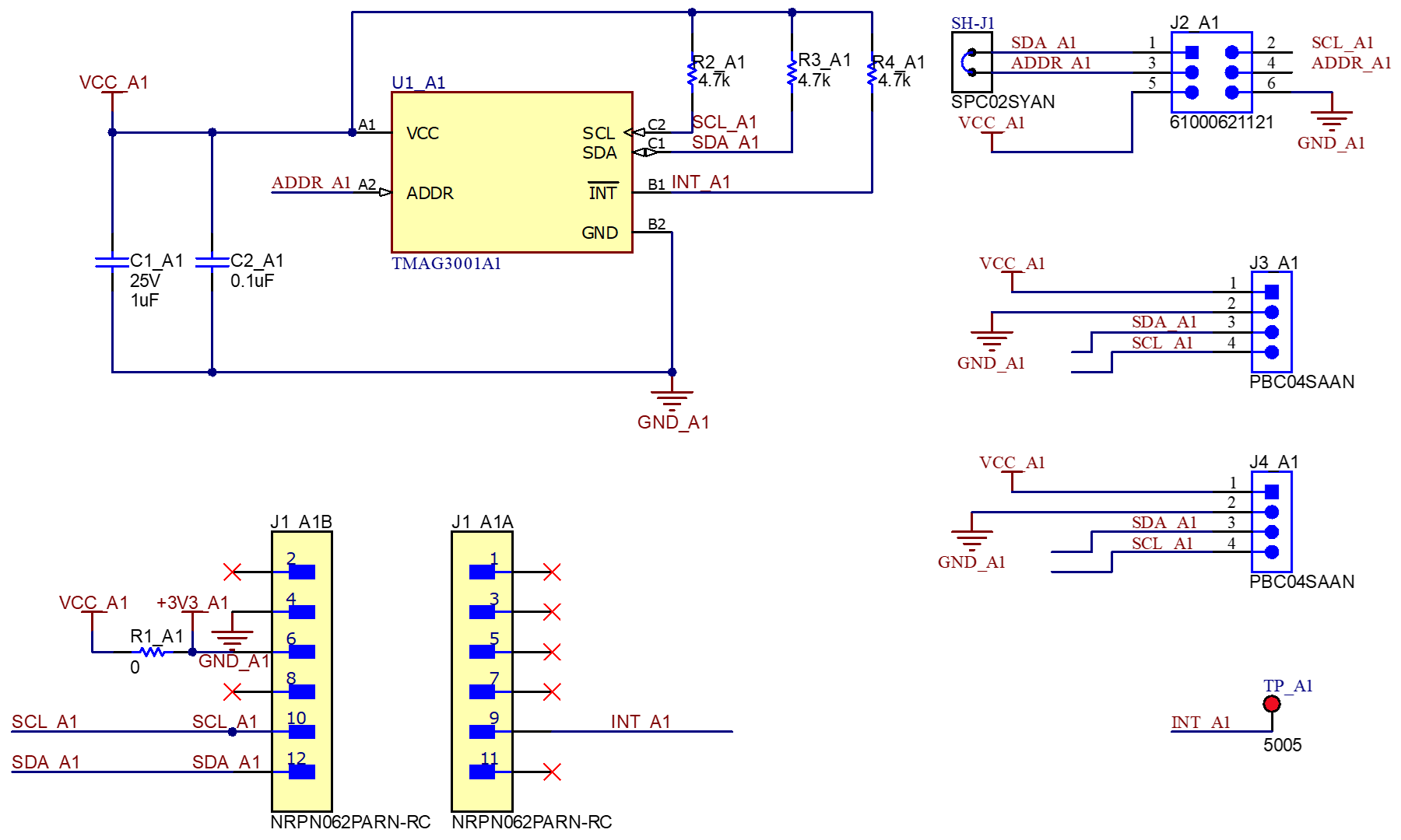 TMAG3001EVM TMAG3001A1 Part of EVM Schematic
