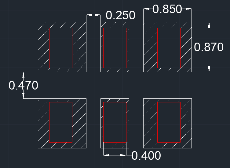  6-Pin, 2.5mm × 2.0mm DLF Universal Land Pattern Overlaid With TI LMK6D/P/H DLF Device Lead Frames