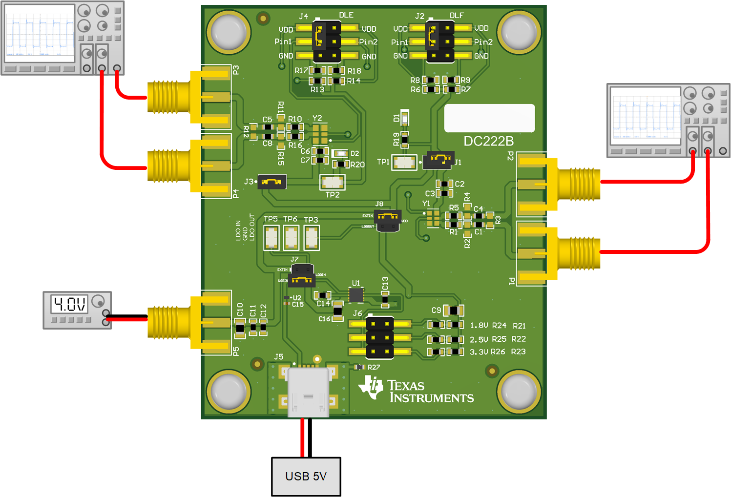 LMK6EVM, LMK6C, LMK6D, LMK6H, LMK6P Connection Diagram