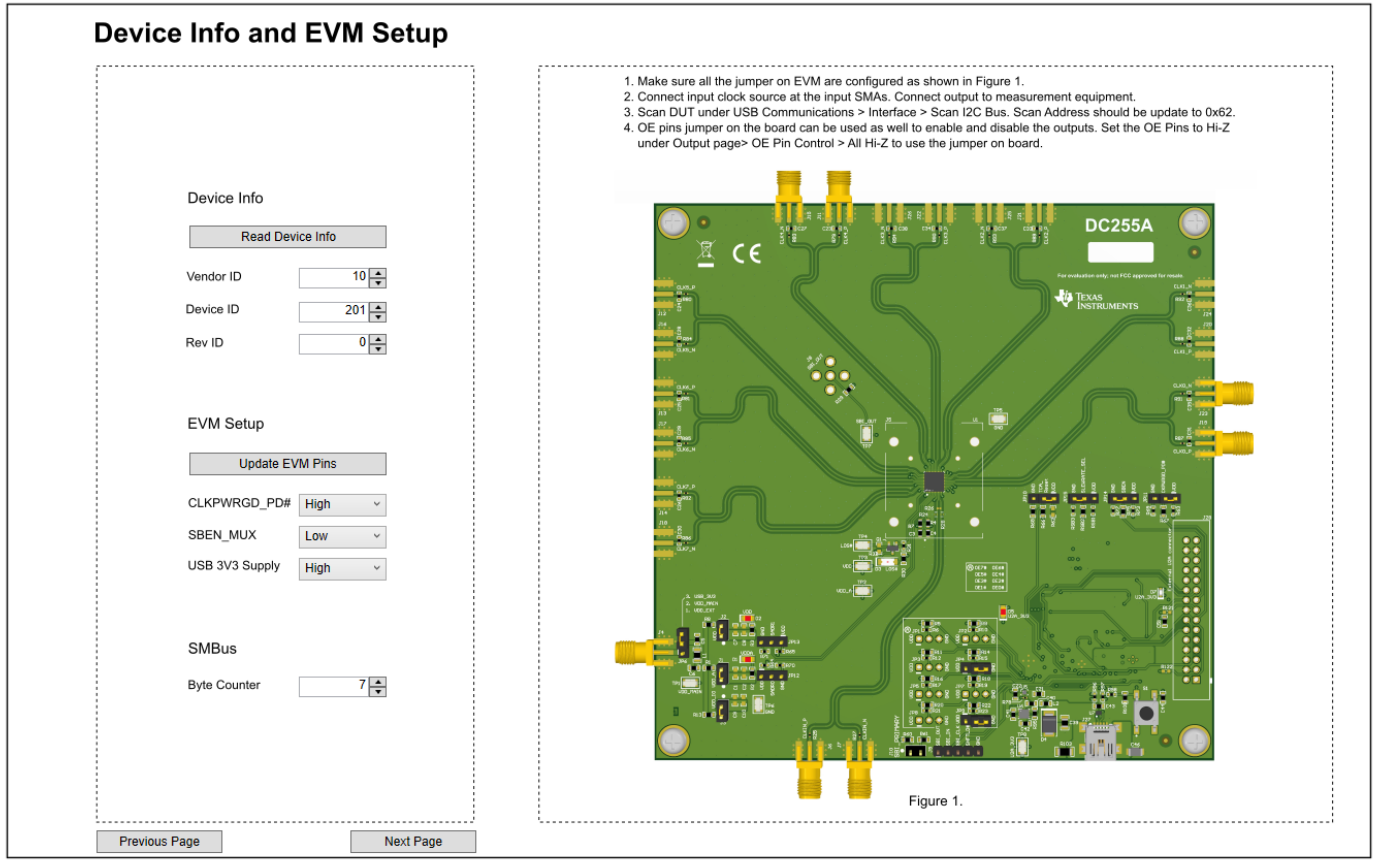 LMKDB1108EVM Device Info