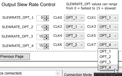 LMKDB1108EVM Setting Output
                                    Slew Rate Example in TICS Pro