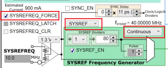 LMX1860SEPEVM Continuous SYSREF Configuration