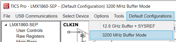 LMX1860SEPEVM Loading the Default
                    Configuration