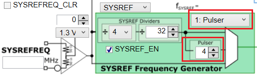 LMX1205EVM SYSREF Pulser Mode
                    Configuration