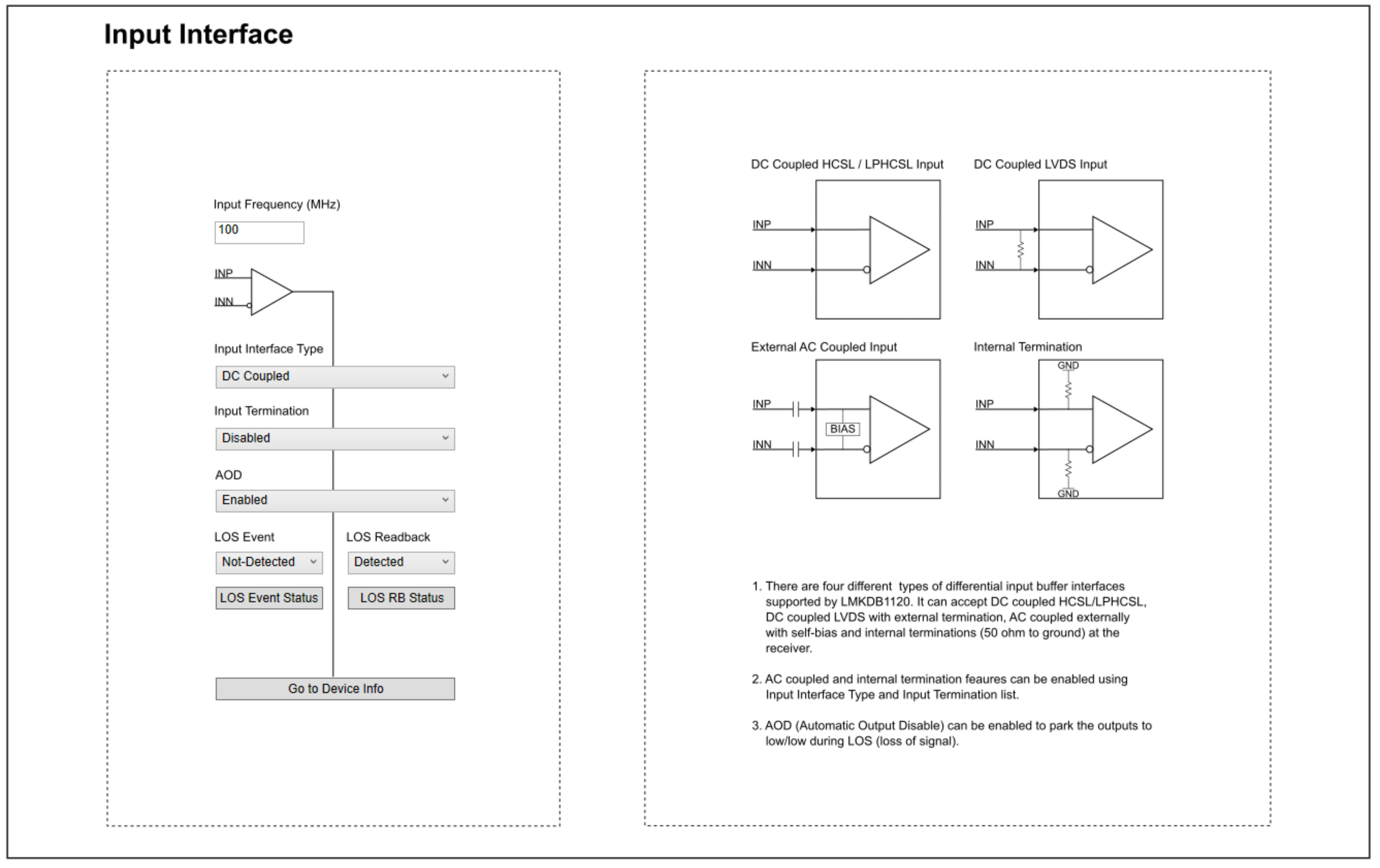 LMKDB1120EVM Input Interface