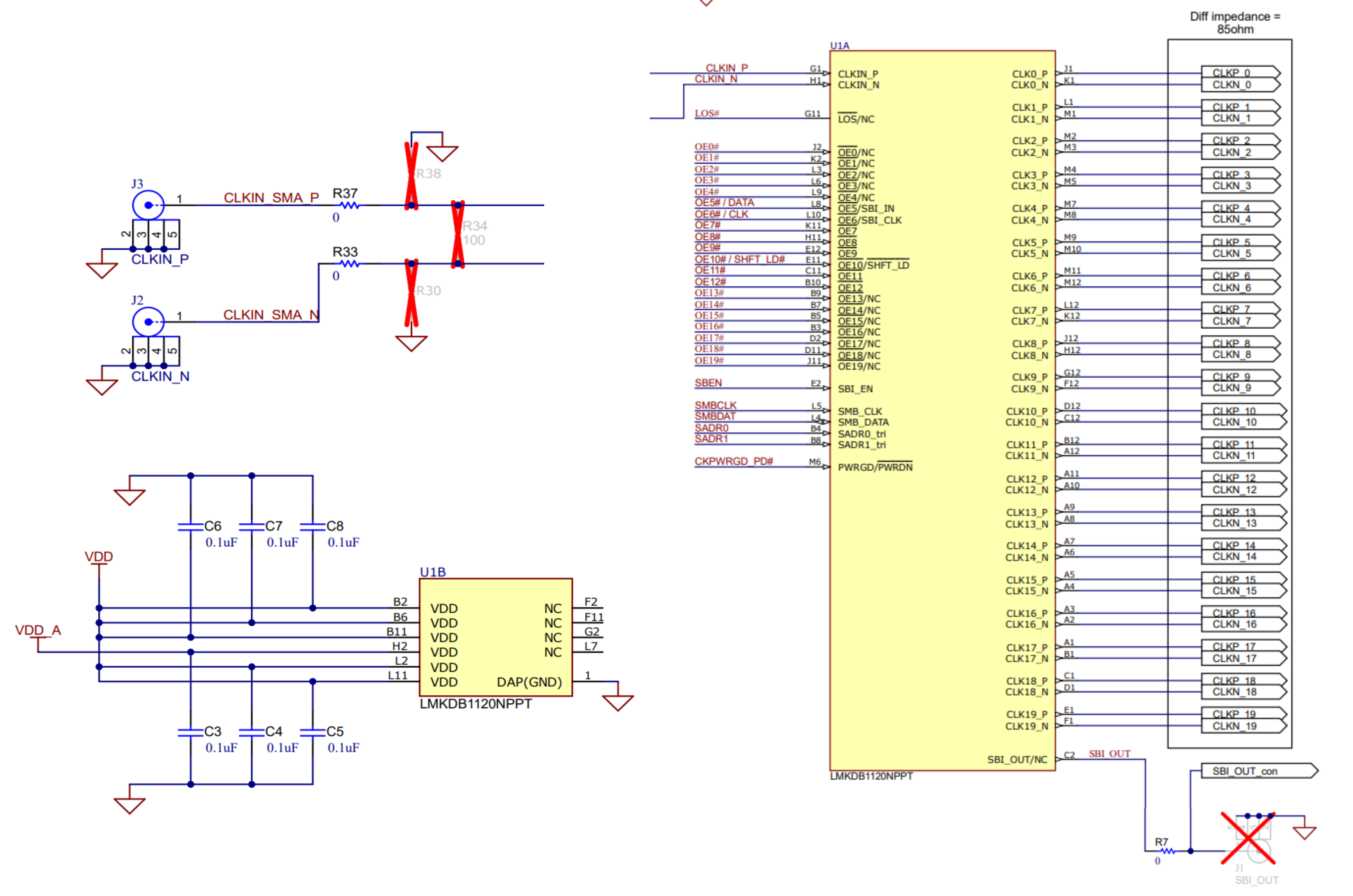 LMKDB1120EVM LMKDB1120 Device and CLKIN_P/N
                    Reference