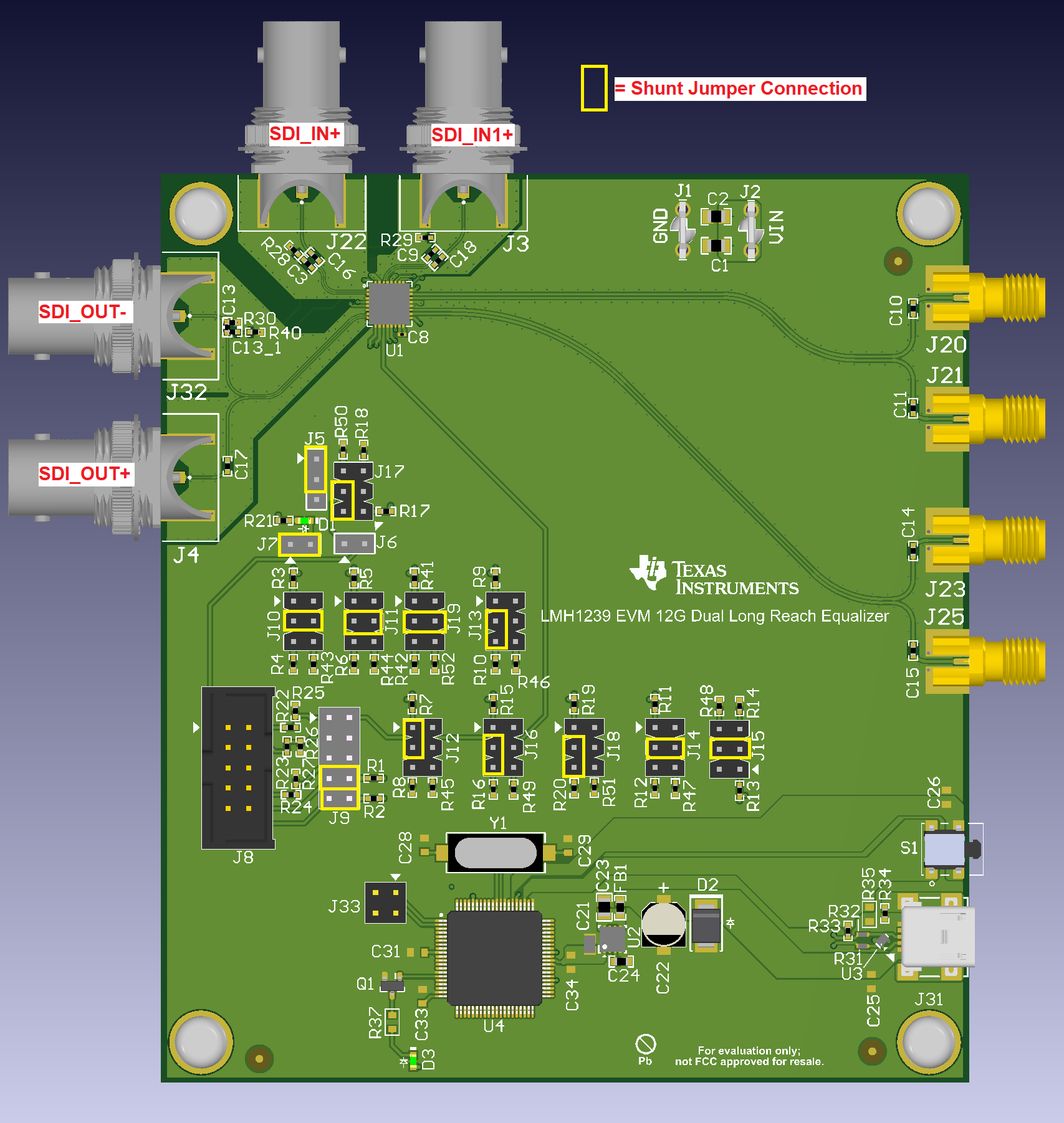 LMH1239EVM LMH1239EVM SDI_OUT Enabled for
                    SMBus Operation