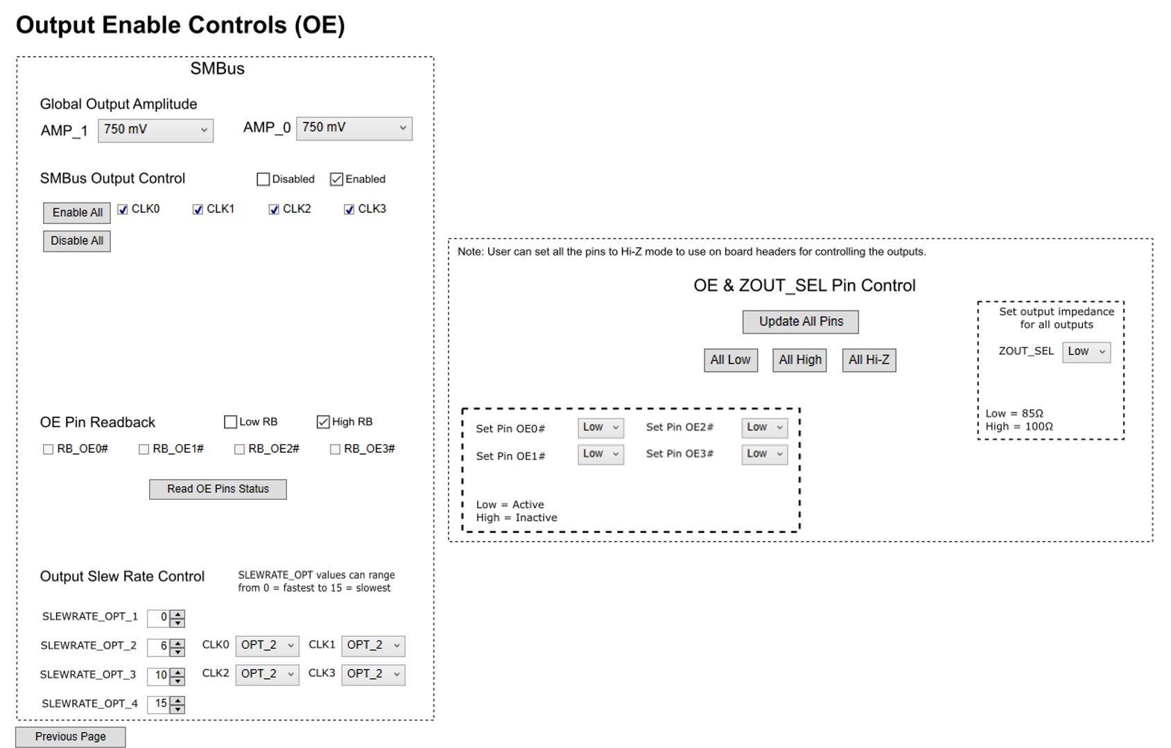 LMKDB1204EVM Output Enable Controls